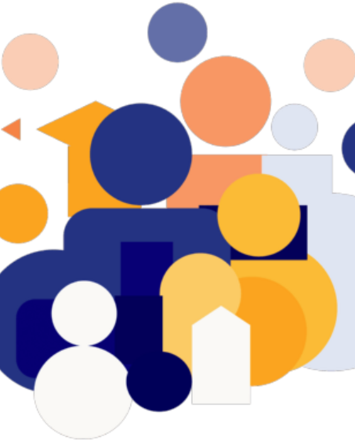 Forme astratte colorate che rappresentano persone